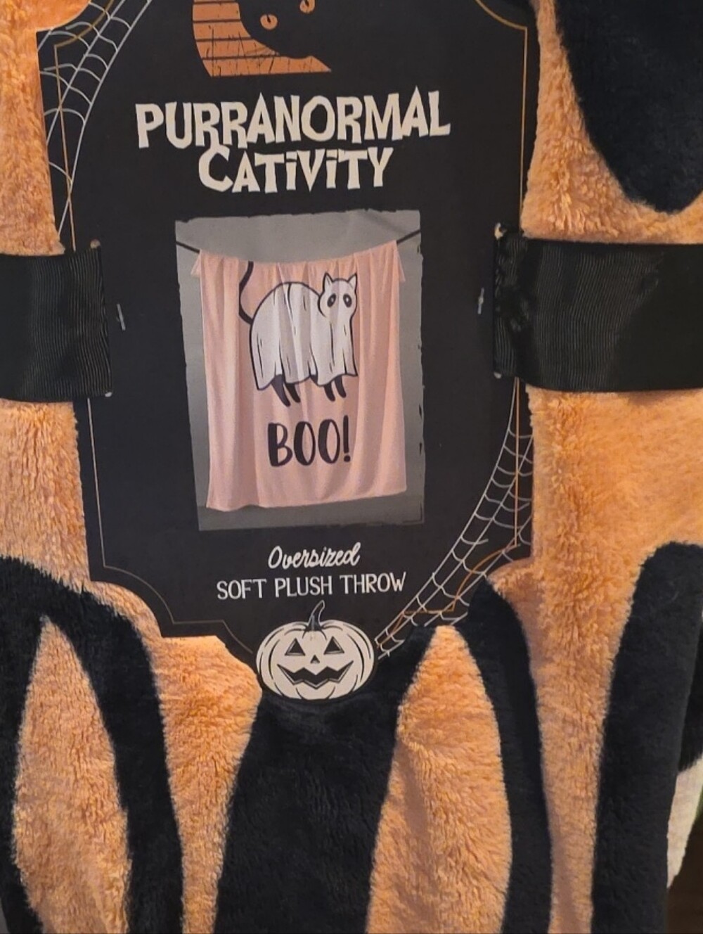 Orange & Black  Throw Purranormal CATIVITY - 60x90